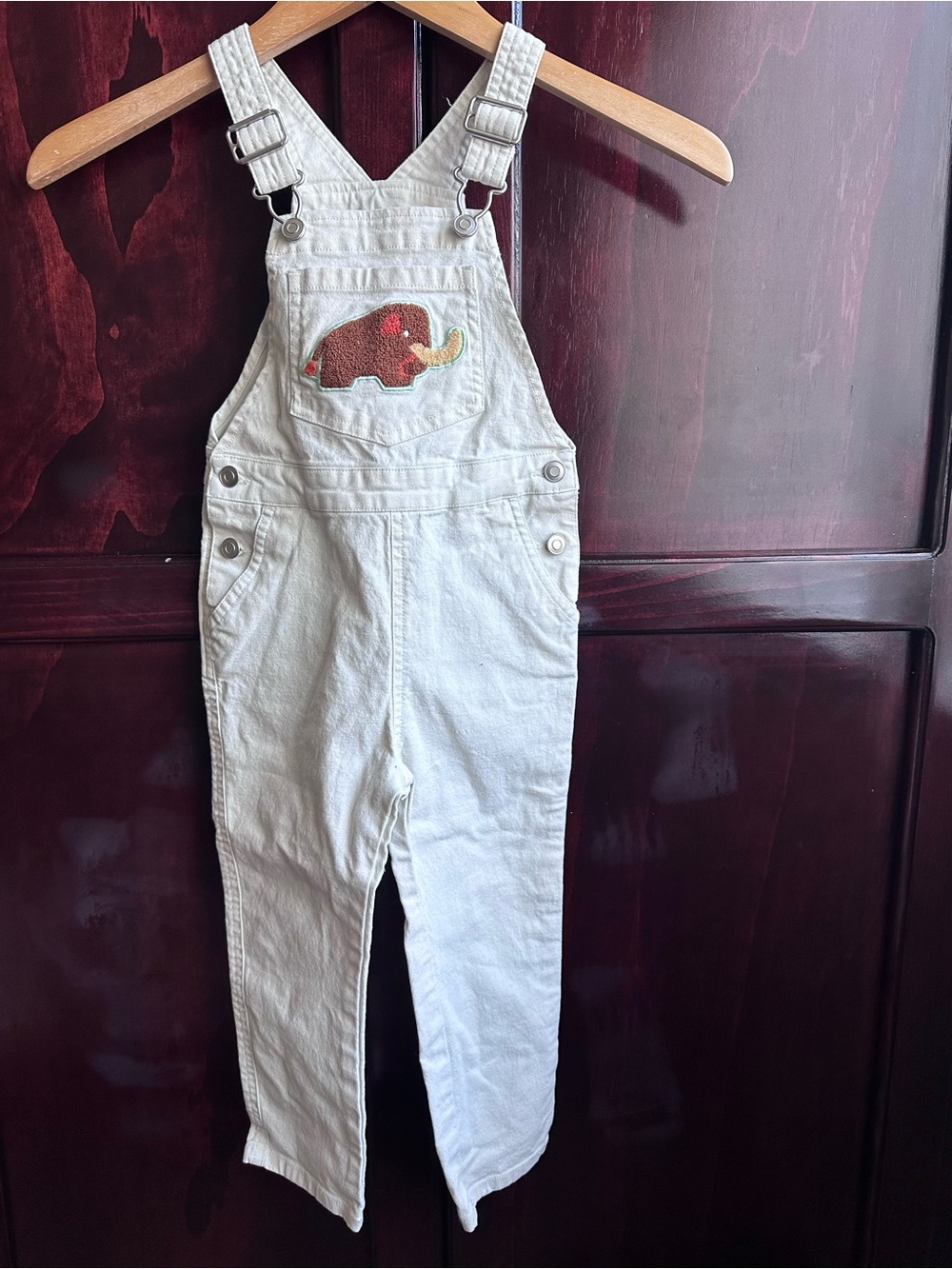 Cream Kids Overalls with Mammoth Patch